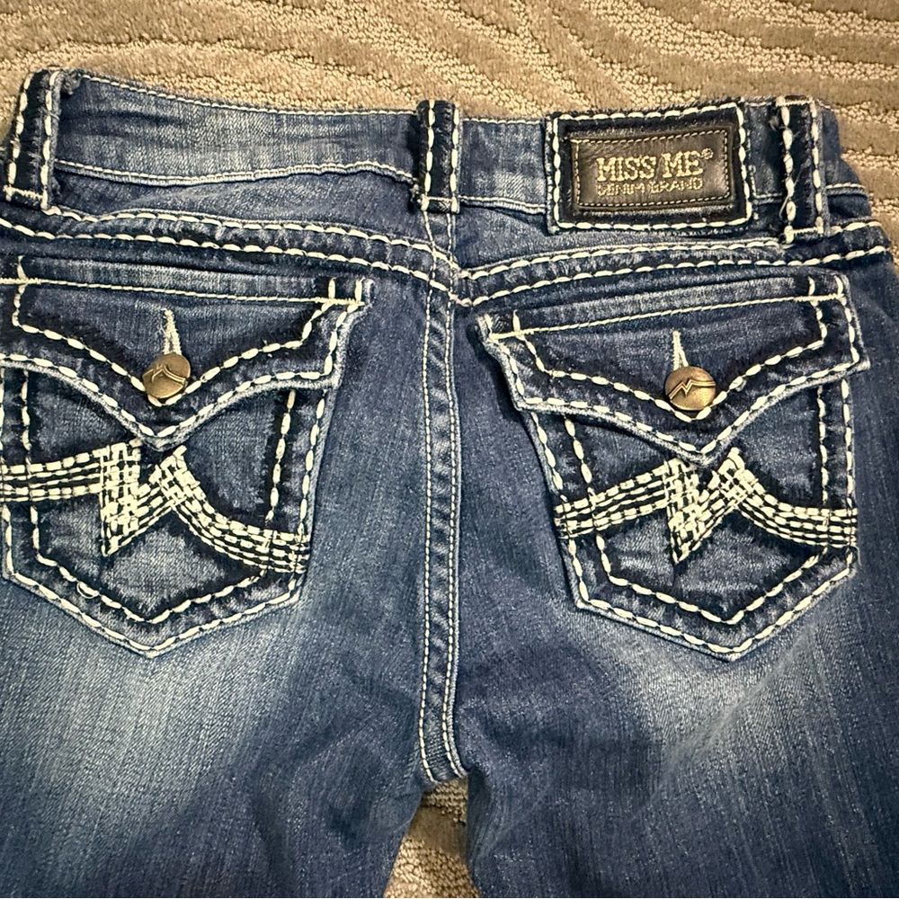 Miss Me Distressed Blue Jeans with Embroidered Pockets